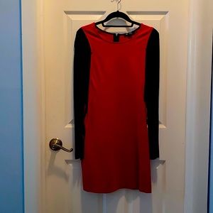 Kenneth Cole red and black dress with long sleeves! Size 8